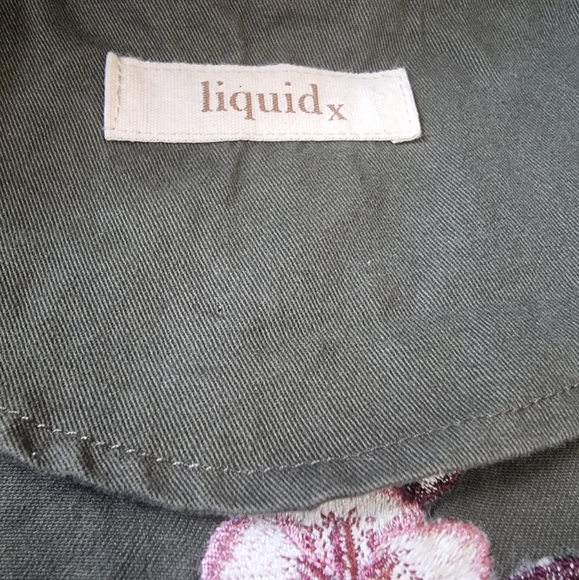 Liquid X Embroidered Floral & Tiger Khaki Green Utility Jacket - Picture 8 of 11